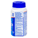 Side view of an Evolve bleach tablet bottle displaying usage instructions and safety text on the label.