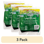 Three sealed packages of Expert Gardener 4-inch landscape pins in green retail plastic bags, labeled 100 pack each.