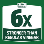 Green and white graphic badge reading '6x stronger than regular vinegar' with Expert Gardener logo