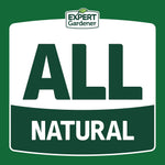 Square green label graphic with Expert Gardener logo and large 'ALL NATURAL' text