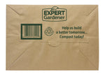 Bottom view of a folded Expert Gardener paper lawn and leaf bag showing barcode, logo and compost message.