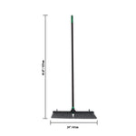 Studio image of push broom with dimensions marked showing 24-inch head and 61.8-inch length