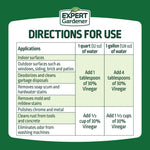 Directions for use panel from Expert Gardener showing application table and dilution instructions on green background