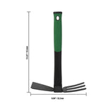 Expert Gardener hand hoe/cultivator upright on white with dimension lines showing overall length and width