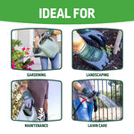 Green labelled graphic titled Ideal For with four inset photos showing Expert Gardener gloves in gardening tasks