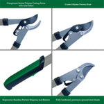 Four-panel detail image showing Expert Gardener lopper blade close-ups and ergonomic handle grip features.