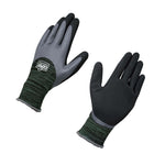 Pair of Expert Gardener men's latex-coated gardening gloves laid flat showing palm and back surfaces