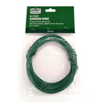 Packaged coil of green vinyl-coated garden wire with Expert Gardener header card and clear plastic bag