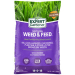 Front of Expert Gardener Southern Weed & Feed purple bag showing product name, grass image and N-P-K 18-0-18.