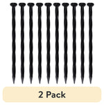 Row of ten black twisted nylon anchor spikes arranged vertically on white background with '2 Pack' label below.