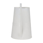 Expert Gardener white metal watering can viewed from front with long spout centered and smooth tapered body