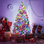 VEIKOUS 6.5ft Pre-Lit Christmas Tree Flocked Pine Tree W/ 350 Multi-Color Changing LED Lights for Holiday, Green – view 2