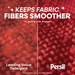Close-up comparison of fabric fibers with text claiming smoother fibers and Persil logo