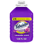 Large purple jug of Fabuloso 2X multi-purpose cleaner with lavender label and 128 fl oz text