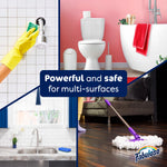 Collage showing tiled shower, bathroom, kitchen sink and hardwood floor with cleaning text and Fabuloso logo