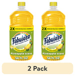 Two yellow Fabuloso pineapple-scent 56 fl oz multi-purpose cleaner bottles labeled 2X concentrated formula