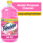Pink Fabuloso watermelon-scent multi-purpose cleaner bottle with label and yellow cap