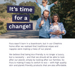 Lifestyle image of a smiling family outdoors with text overlay 'It's time for a change!'