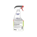 Back view of Fantastik multi-surface disinfectant degreaser spray bottle with safety and disposal information