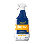 Single Farnam Bronco blue and orange trigger spray bottle photographed on white background