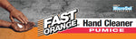 Promotional banner with Fast Orange logo, an image of hands applying cleaner and the text 'Hand Cleaner Pumice'