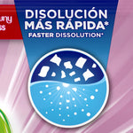 Close-up product icon and callout reading ‘Faster Dissolution’ with water and dissolving particles graphic.