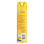 Side/back view of a yellow Favor Brilliant Shine furniture polish aerosol can showing product text and barcode panel