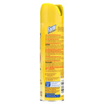 Side view of a yellow Favor Brilliant Shine furniture polish aerosol can showing ingredient and caution text panels