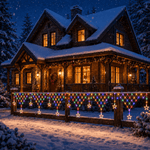 Laybasic Christmas Net Lights Outdoor, 16.4 FT x 2 FT LED Triangle Mesh Fairy String Lights Christmas Curtain Lights with 8 Dynamic Modes, Waterproof for Fence Roof Railing Wall Balcony, Multicolor – view 2