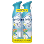 Front-facing image of two Febreze AIR mist bottles in a yellow value pack showing Honey Berry Hula packaging.