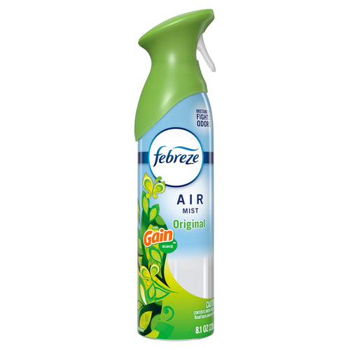 Single Febreze Air Mist can labeled Original with Gain scent, green top on a white background
