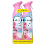Two Febreze Air Mist cans in a pink-themed value pack labeled April Fresh with Downy scent imagery