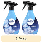 Two Febreze AUTO Fabric Platinum Ice spray bottles with ice imagery and black spray tops, shown side by side.
