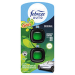 Febreze AUTO with Gain scent twin vent clips on branded packaging front showing intensity control and car illustration