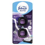 Febreze Auto Midnight Storm twin vent clip pack with purple storm artwork and car image on bottom