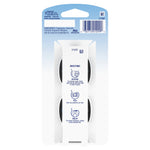 Back of Febreze Auto vent-clip package showing directions, barcode, ingredients panel and two clips visible through die-cut