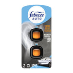 Febreze AUTO smoke odor fighter car vent clip duo on gray packaging with a small car image