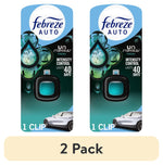 Two Febreze AUTO Unstopables Fresh car vent clip packages shown side by side with teal gel visible