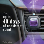 Febreze Auto vent clip attached to a car air vent with 'up to 40 days of consistent scent' text