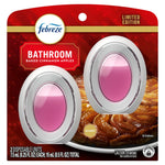 febreze bathroom air freshener two-pack in baked cinnamon apples scent on retail card with pink gel oval holders