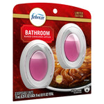febreze bathroom air freshener pack with two white devices and pink gel, baked cinnamon apples scent, limited edition