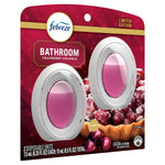 Angled view of Febreze Bathroom cranberry crumble blister pack showing two oval pink devices and cranberry tart image