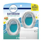 Febreze Bathroom package with two oval disposable air fresheners displaying teal gel and a toilet tank illustration