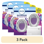 Three overlapping retail blister packs showing Febreze Bathroom Gain Moonlight Breeze devices