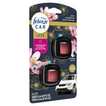 Front-facing Febreze Car Luxe Japanese Cherry Blossom packaging with two vent clips and floral design