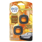 White-background product shot of Febreze Car Luxe Tropical Blend two-clip blister pack with pineapple artwork