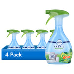 Four Febreze Fabric Gain spray bottles displayed with one large bottle in front and a blue 4 Pack label