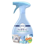 Light blue Febreze Fabric spray bottle labeled Gain Honey Berry Hula on white background