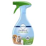 Febreze Fabric Pet Odor Fighter spray bottle with green trigger shown on white background
