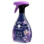 single 27 fl oz febreze fabric refresher spray bottle, downy infusions calm lavender & vanilla bean scent, purple trigger and floral label